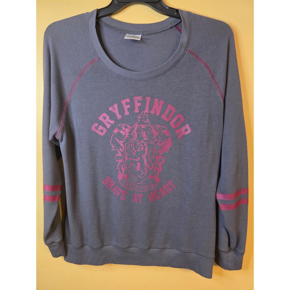 Harry Potter Gryffindor Sweatshirt Womens XL Gray Pink Brave at Heart Raglan